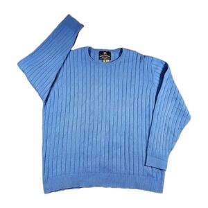 Peter Christian Men's Cable Knit‎ Sweater Blue Cotton Crewneck XL Gentlemens